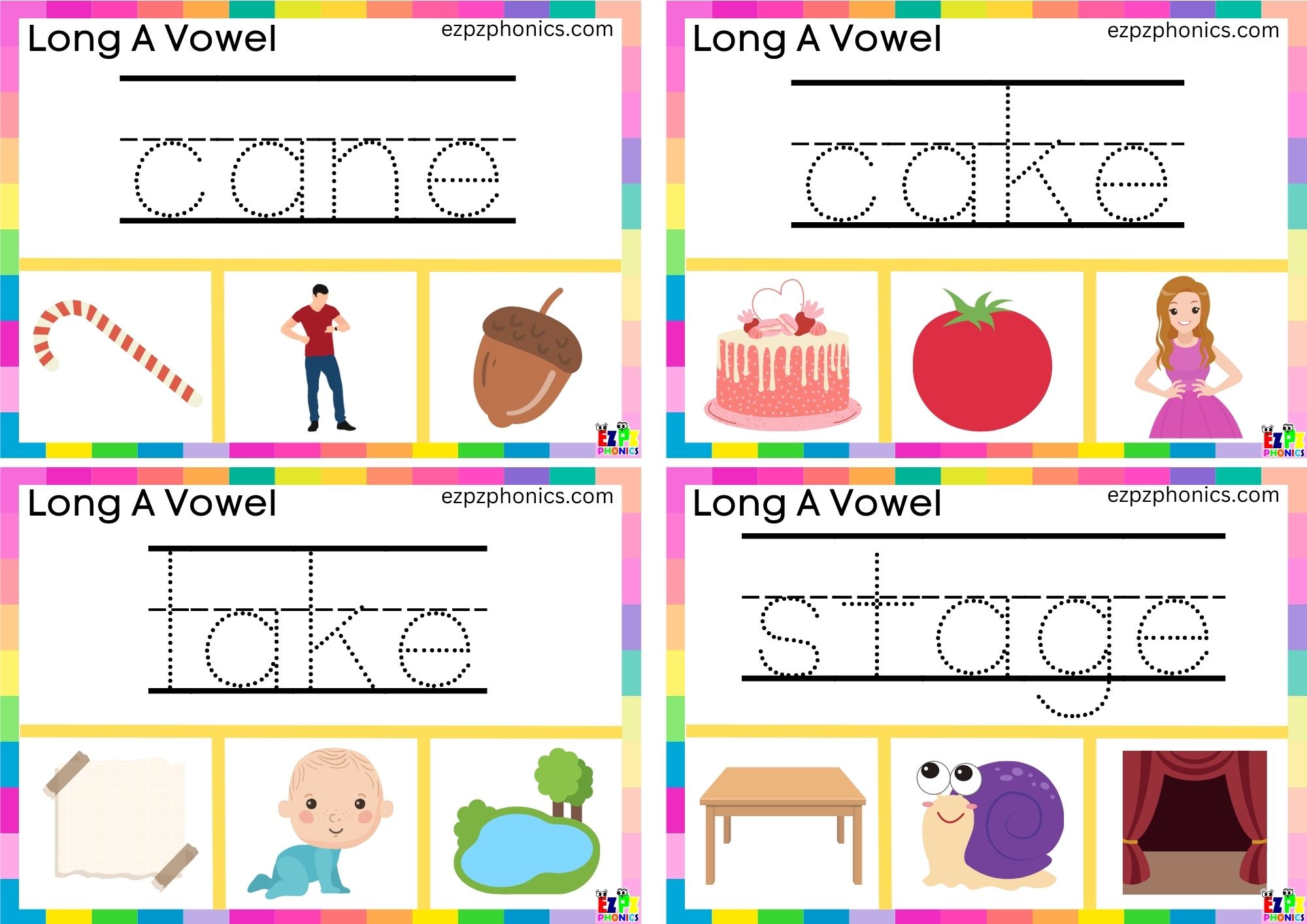 Write the word and clip the image Clip cards for long a vowel a_e words group 1